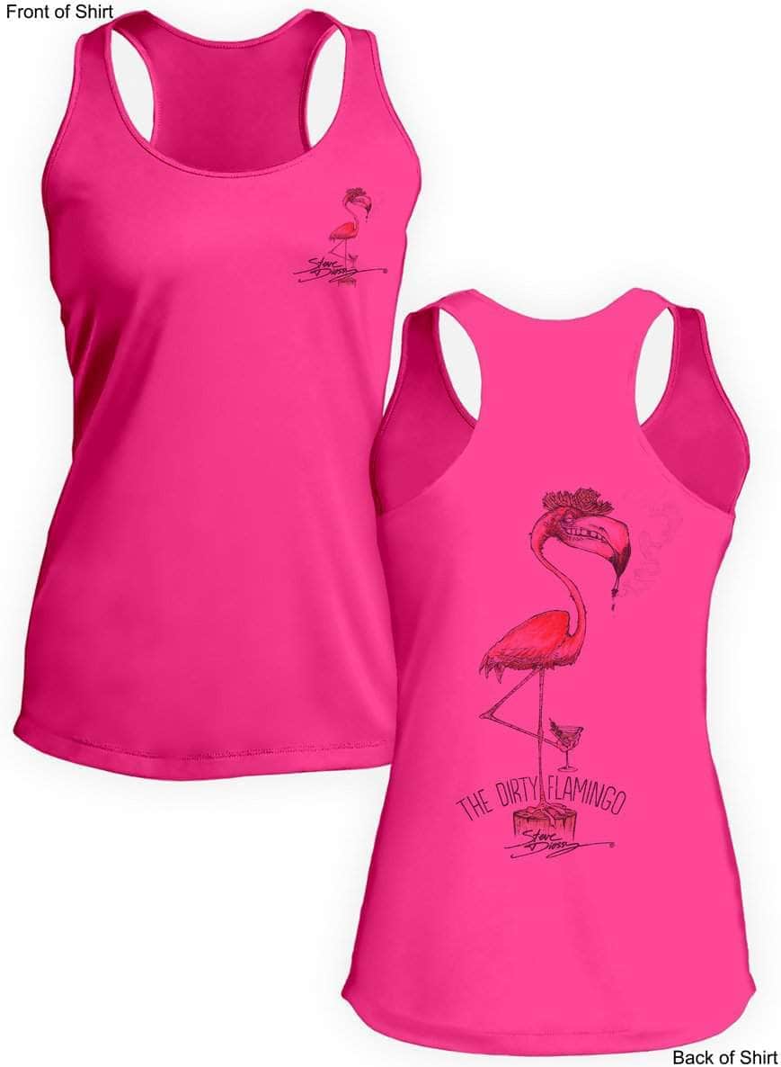 Dirty Flamingo- Ladies Racerback Tank-100% Polyester